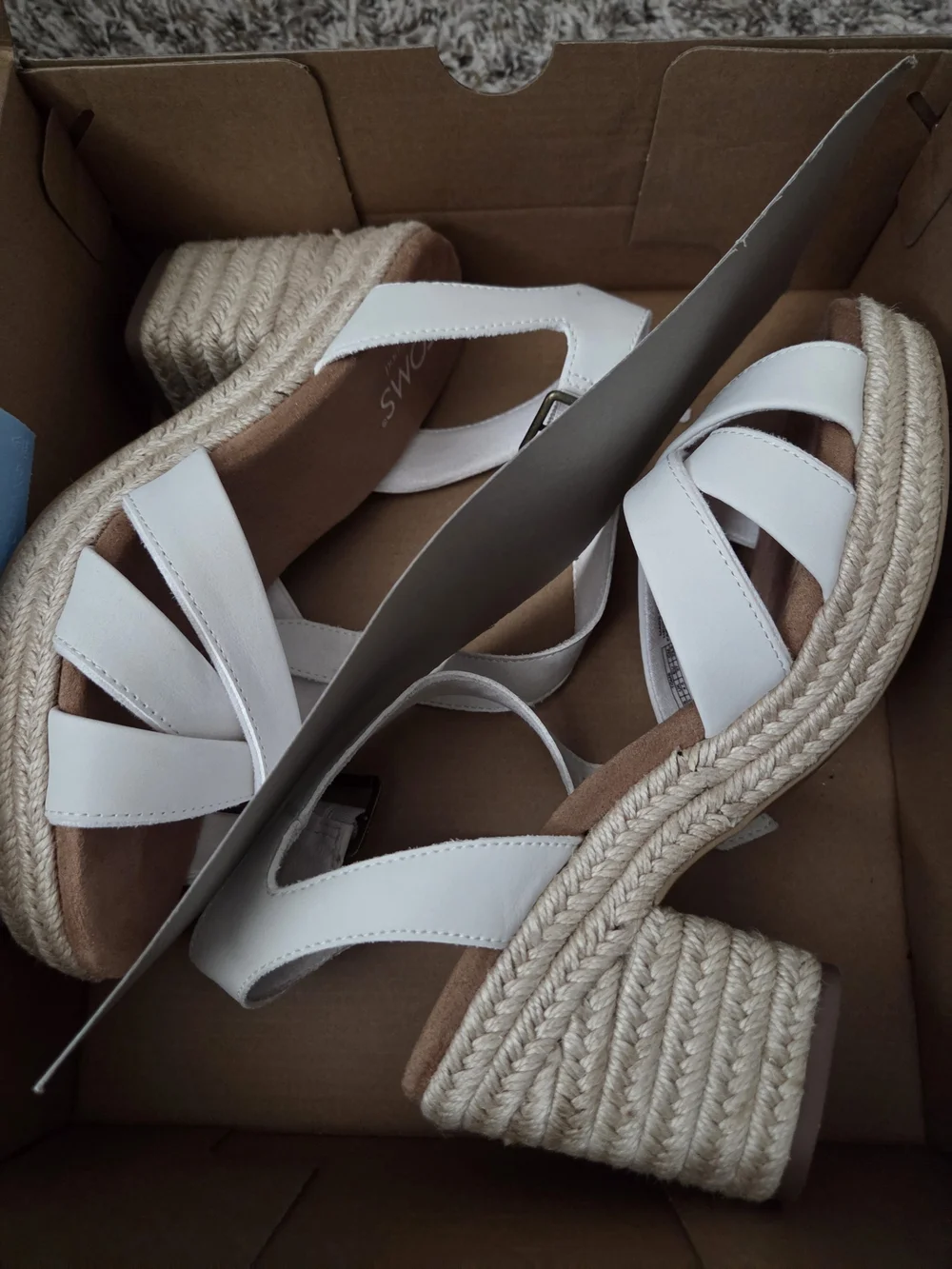 Toms White Crisscross Wedge Sandals
